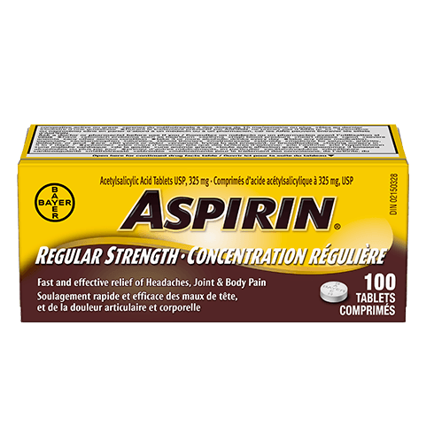 Aspirin regular strength product box
